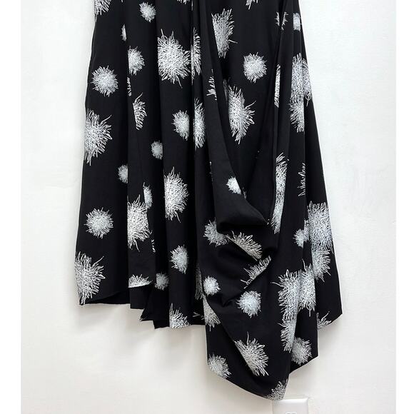 Snapdragon & Twig Angelina Dress Asymmetrical Draping Black Mini Scribble - XS - Picture 9 of 15